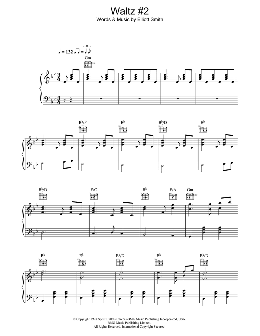 Waltz #2 (XO) Piano, Vocal, Guitar scores gallery preview page 1