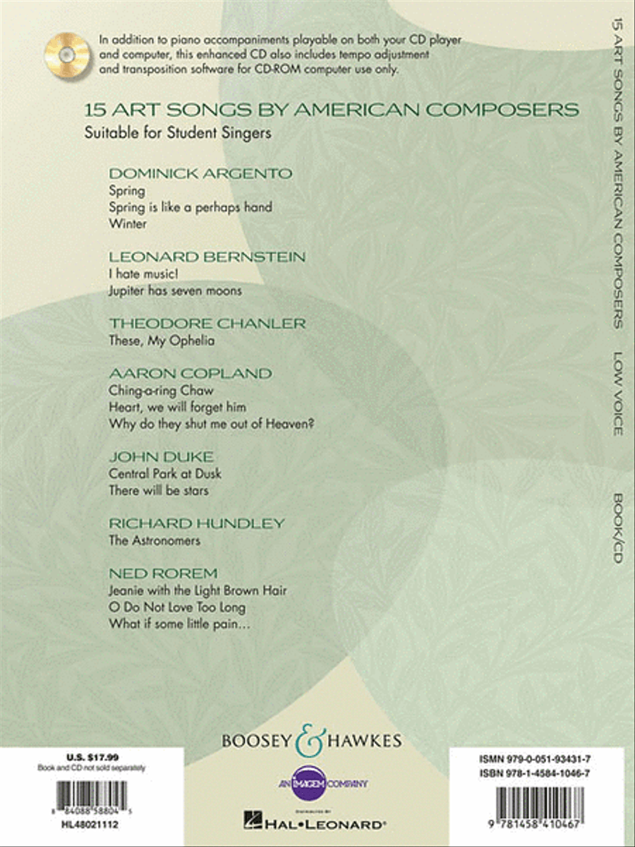 15 Art Songs by American Composers Low Voice scores gallery preview page 2