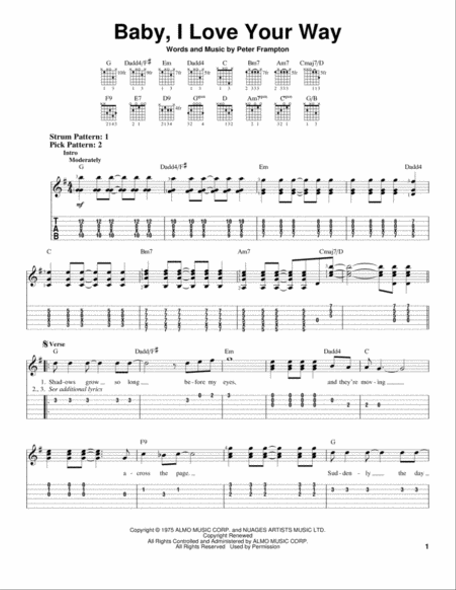 Baby, I Love Your Way Baby, I Love Your Way Acoustic Guitar scores gallery preview page 1
