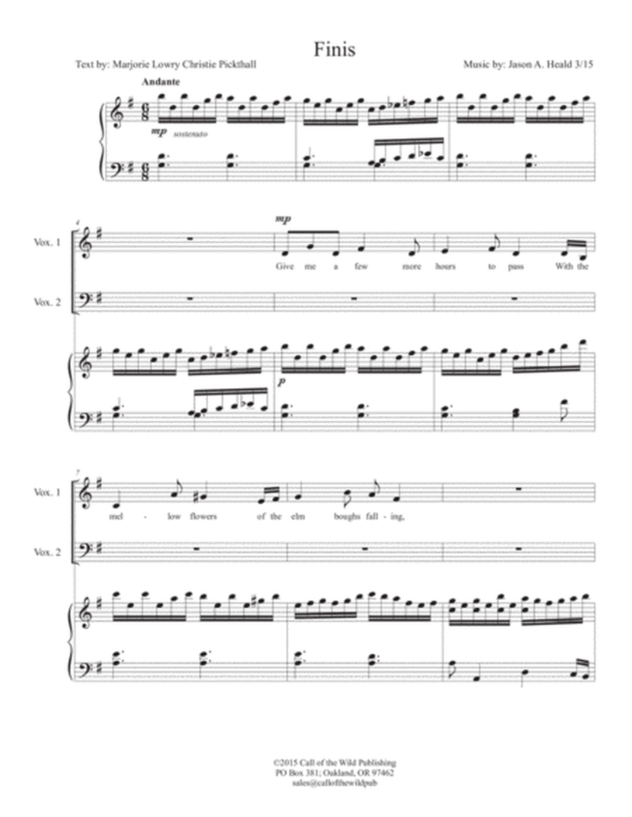 "Finis" for SATB choir and piano image number null