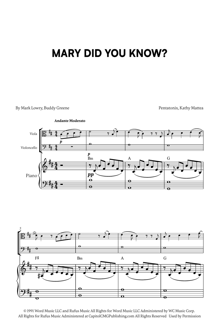 Mary, Did You Know? String Duet scores gallery preview page 1