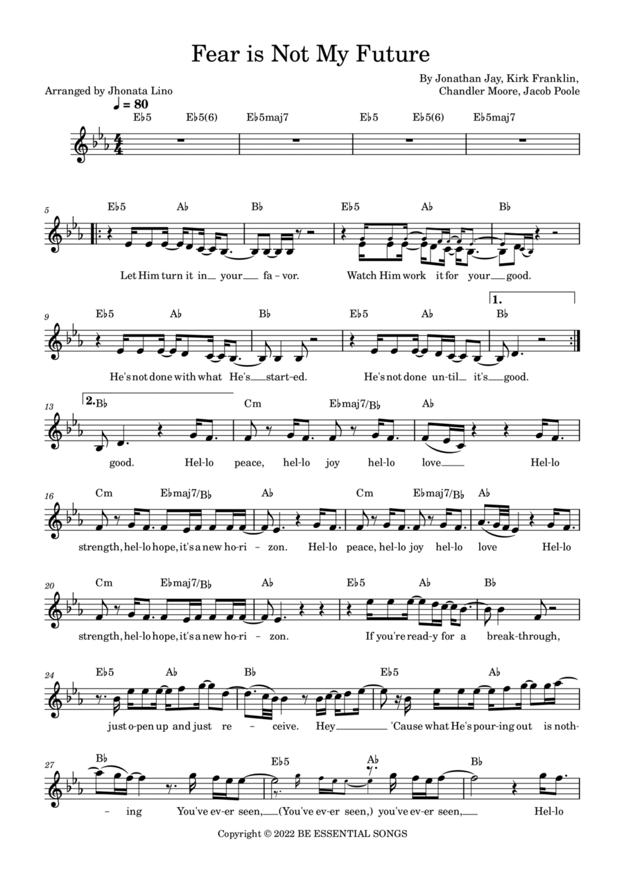 Fear Is Not My Future Piano scores gallery preview page 1