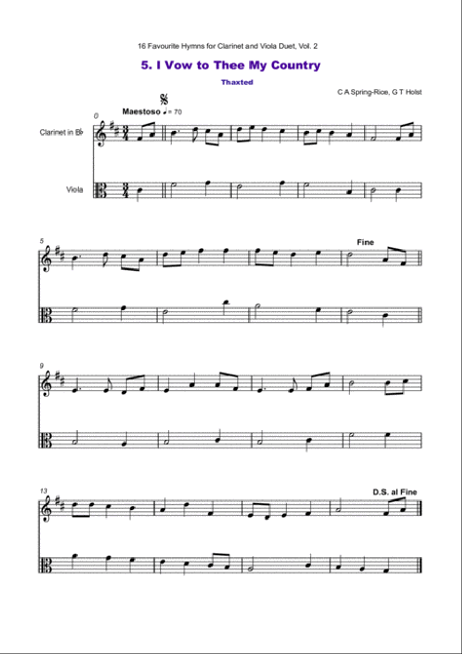 16 Favourite Hymns Vol.2 for Clarinet and Viola Duet Clarinet scores gallery preview page 6