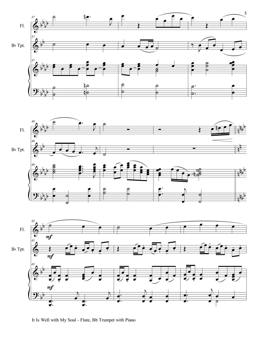 IT IS WELL WITH MY SOUL (Trio - Flute & Bb Trumpet with Piano - Instrumental Parts Included) IT IS WELL WITH MY SOUL (Trio - Flute & Bb Trumpet with Piano - Instrumental Parts Included) Flute scores gallery preview page 6