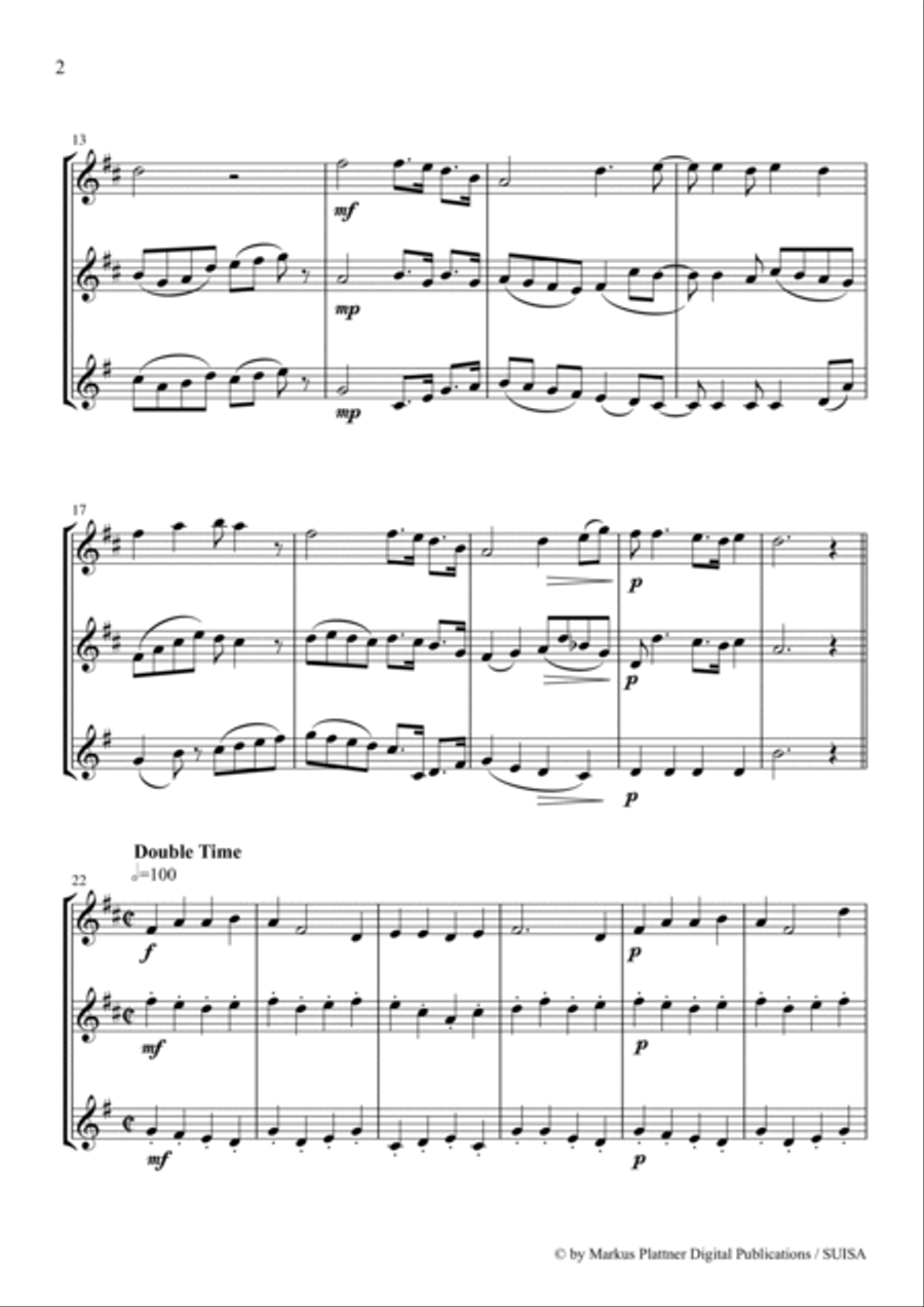 ‘Go Tell It On The Mountain’ for Flute Trio (2 flutes and alto flute) Flute Trio scores gallery preview page 4