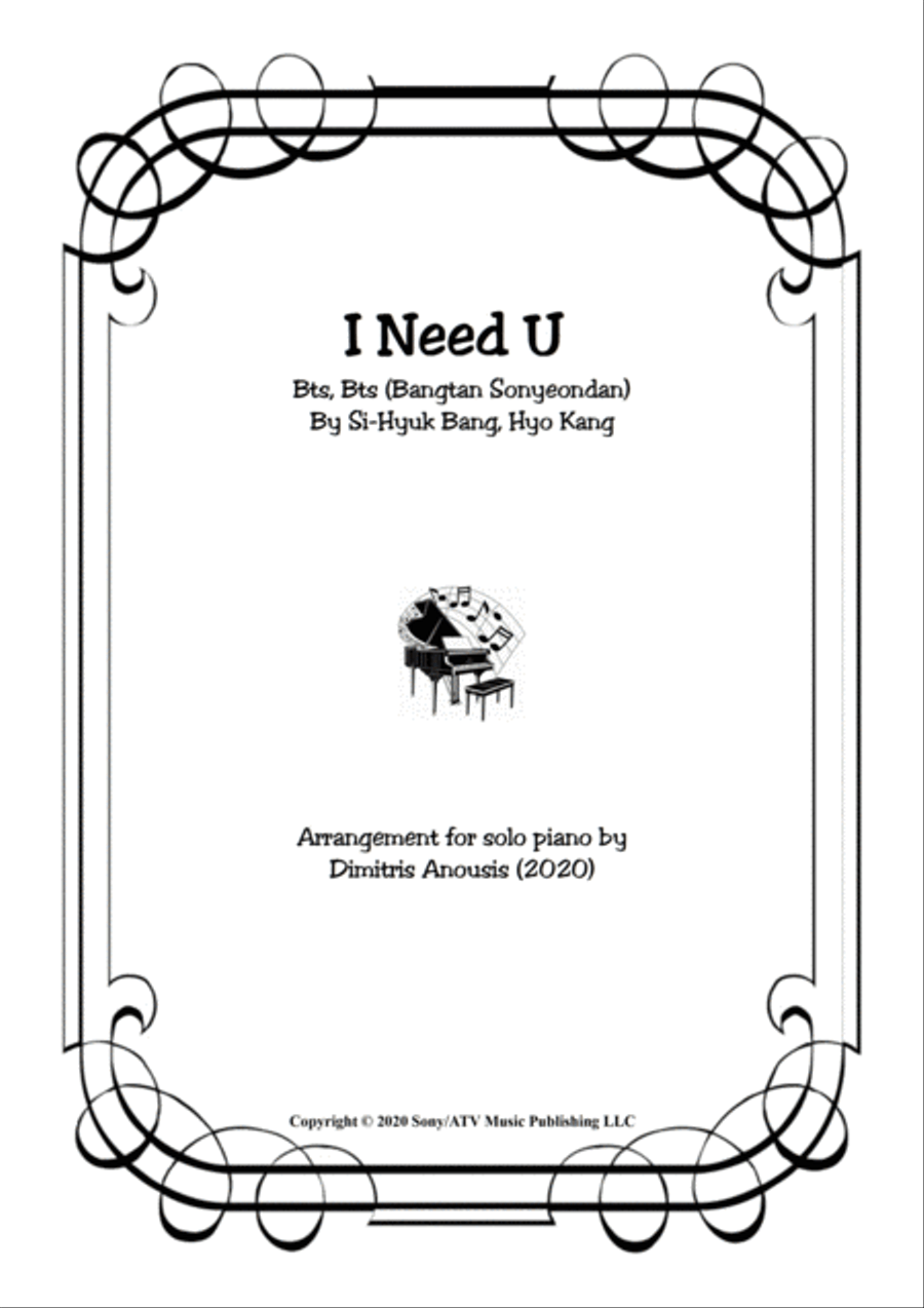 I Need U Piano Solo scores gallery preview page 1