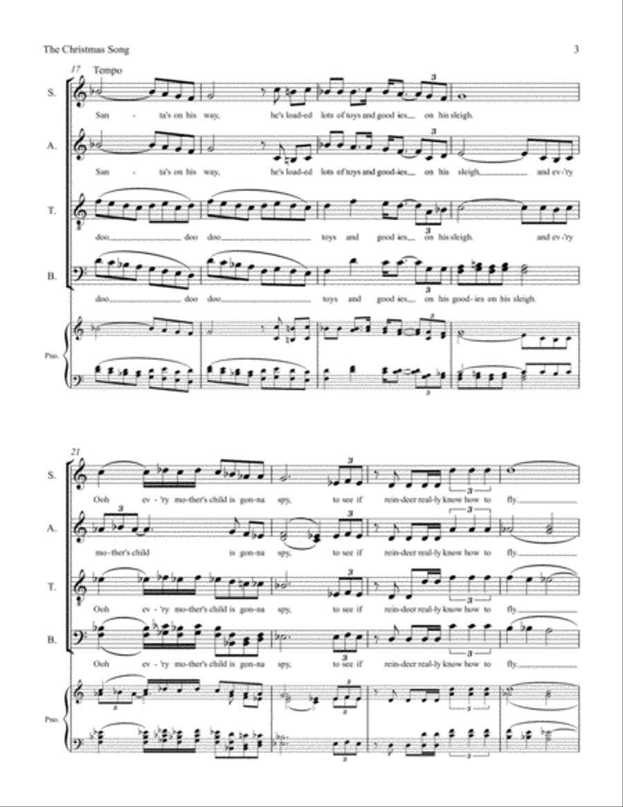 The Christmas Song (chestnuts Roasting On An Open Fire) 4-Part scores gallery preview page 3
