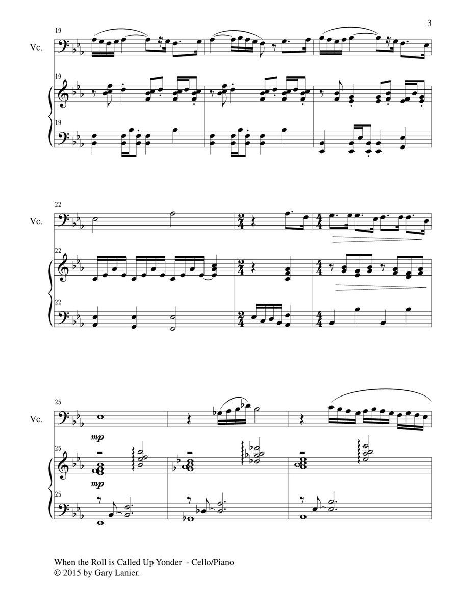 WHEN THE ROLL IS CALLED UP YONDER (Duet – Cello and Piano/Score and Parts) Piano scores gallery preview page 4
