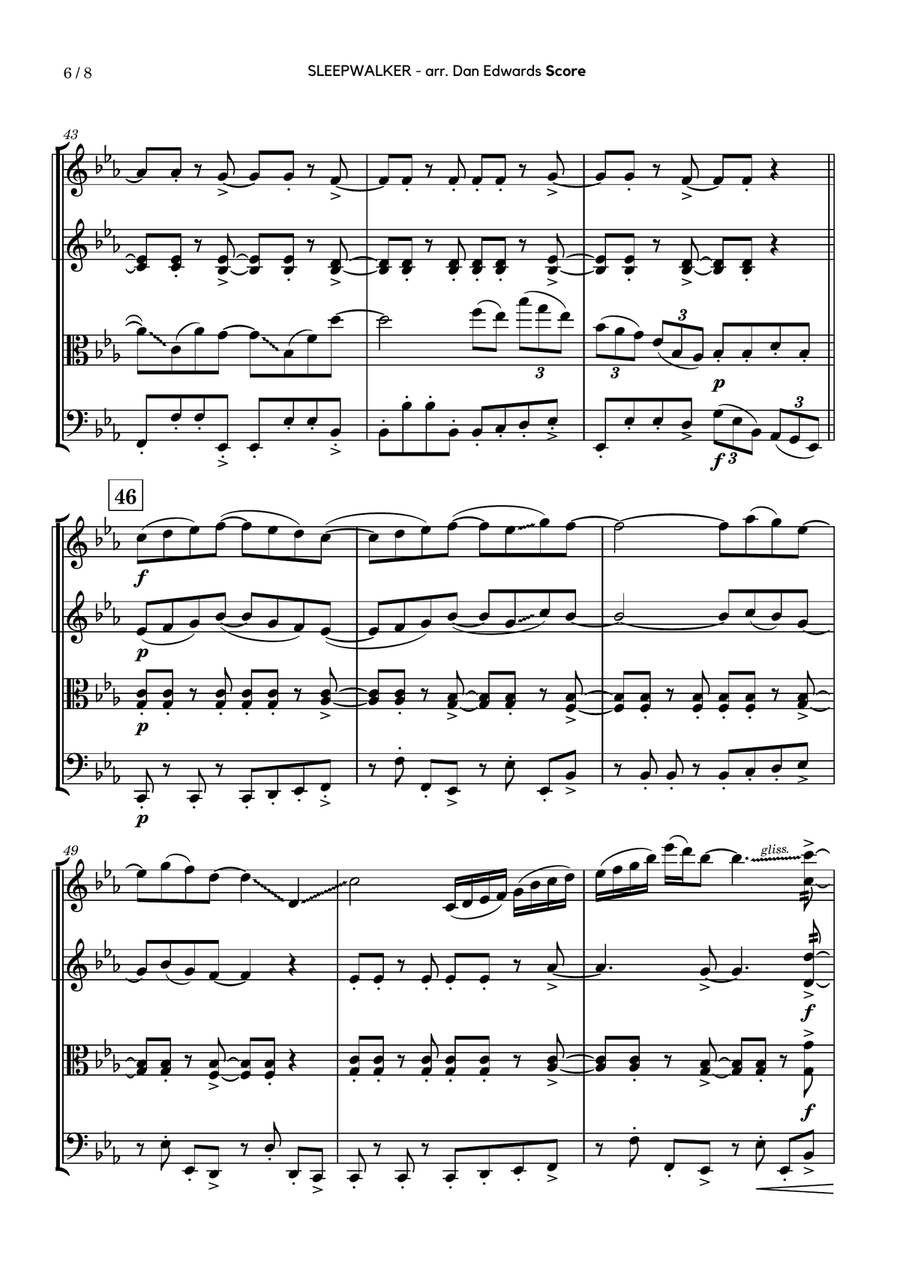 Sleepwalker String Quartet scores gallery preview page 6