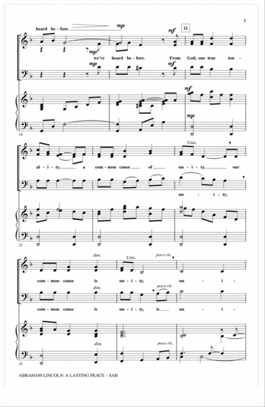 Abraham Lincoln: A Lasting Peace 3-Part scores gallery preview page 3