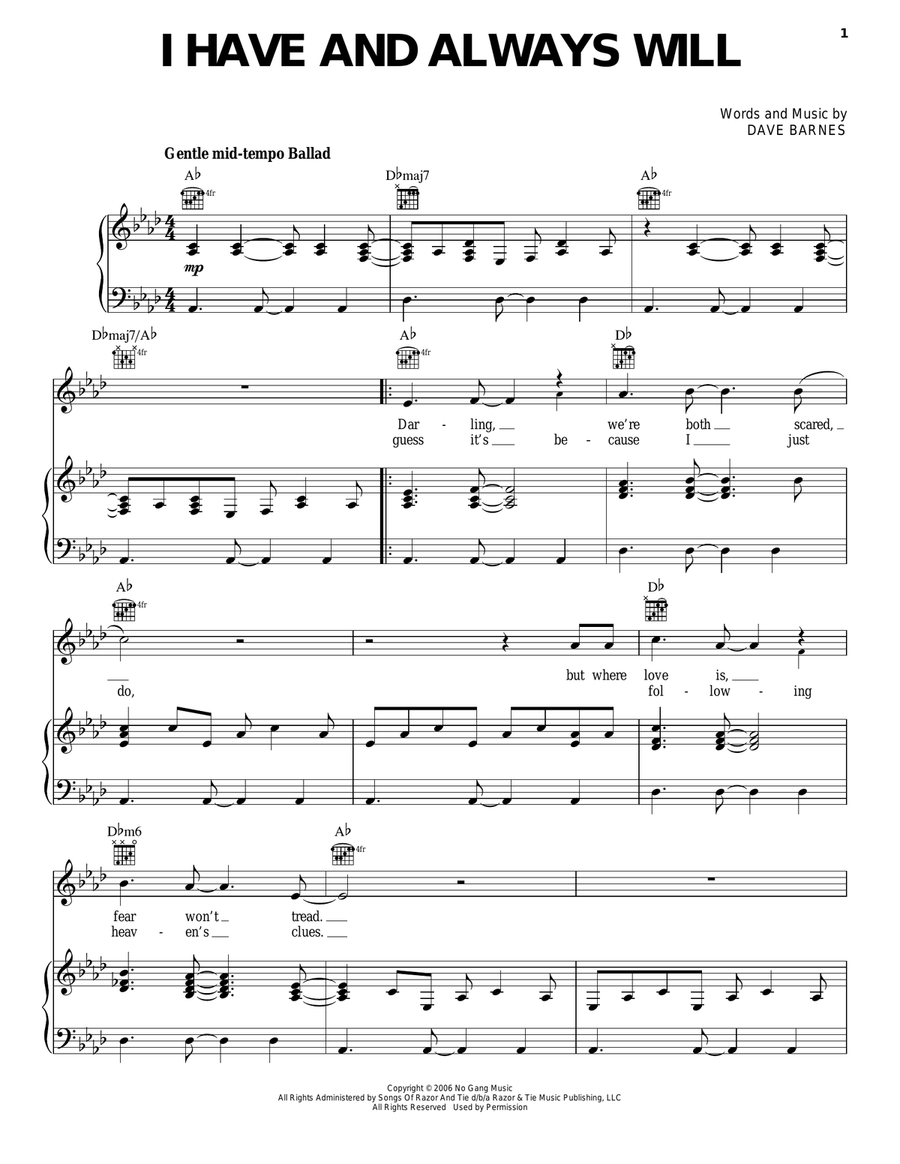 I Have And Always Will Piano, Vocal, Guitar scores gallery preview page 1