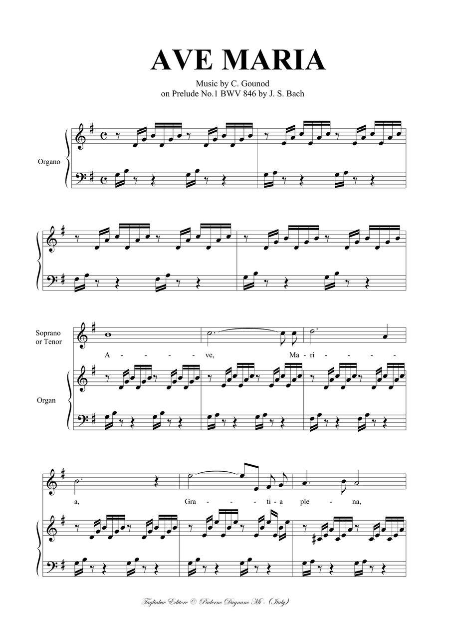 AVE MARIA - Bach-Gounod - For Soprano (or Tenor), or any instrument in C and Piano Small Ensemble scores gallery preview page 2
