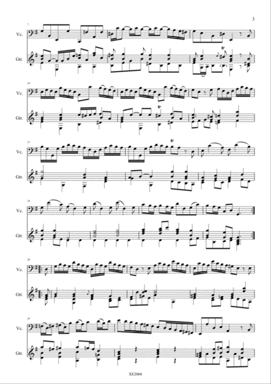 Cello Sonata n. 5 in E Minor RV40 (Guitar accompaniment) String Duet scores gallery preview page 5
