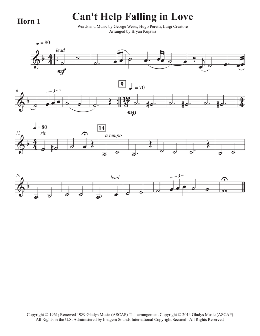 Can't Help Falling In Love Horn Solo scores gallery preview page 4