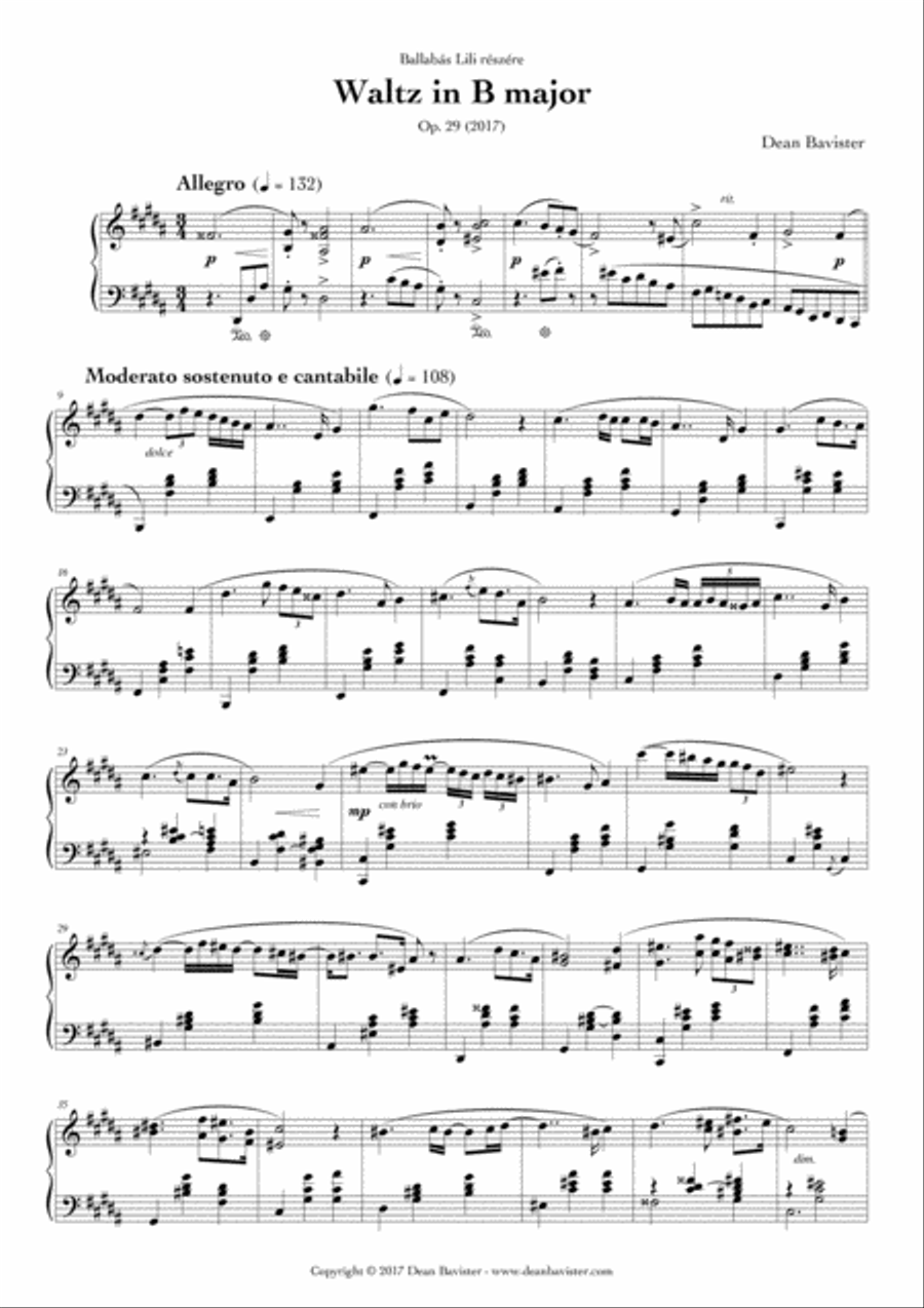 Waltz in B major for Piano (Opus 29) Piano Solo scores gallery preview page 2
