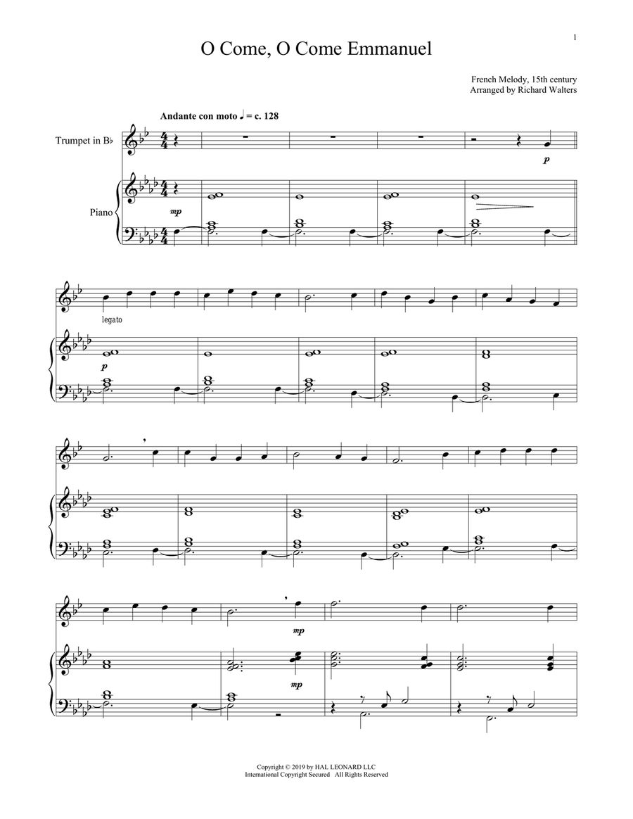 O Come, O Come, Emmanuel Trumpet Solo scores gallery preview page 1