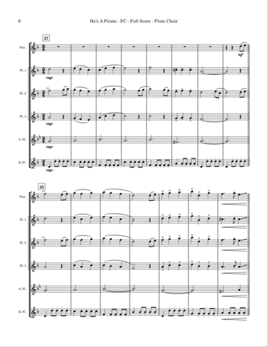 He's A Pirate Flute Choir scores gallery preview page 6