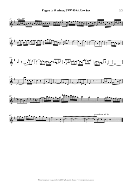 Fugue in G minor, BWV 578 "Little Fugue" image number null