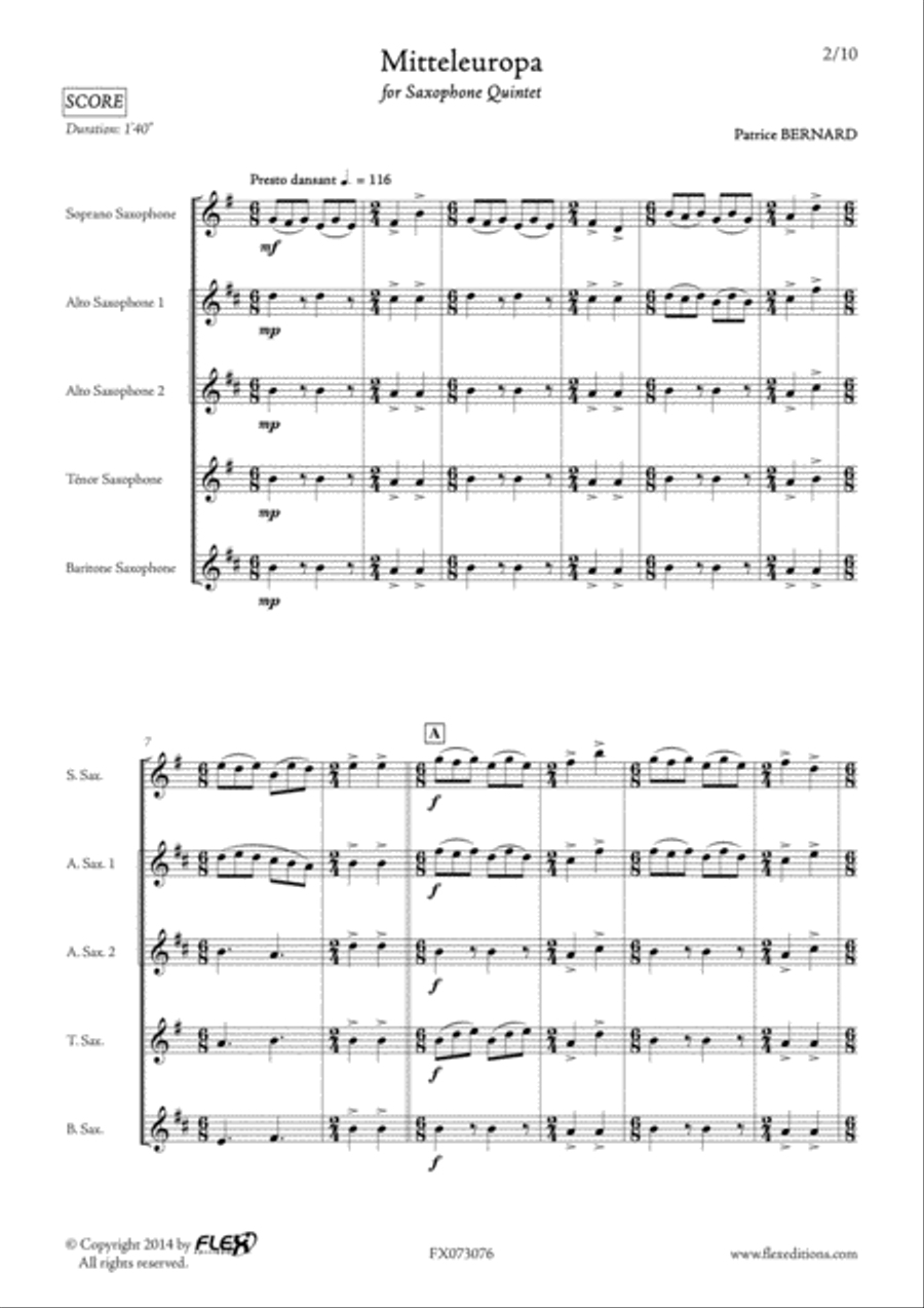 Mitteleuropa Tenor Saxophone scores gallery preview page 2