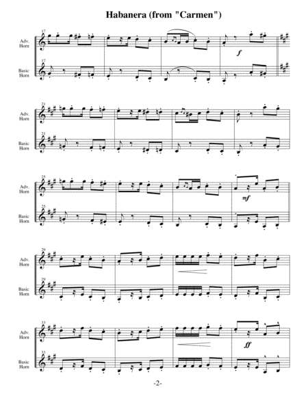 Habanera - Bizet (Arrangements Level 2-5 for HORN + Written Acc) image number null