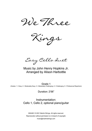 Book cover for We Three Kings - easy cello duet