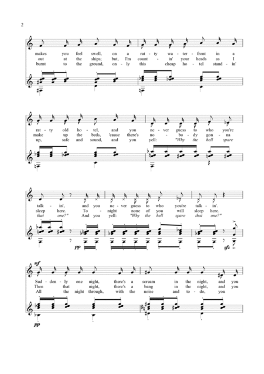 Pirate Jenny Piano, Vocal, Guitar scores gallery preview page 2