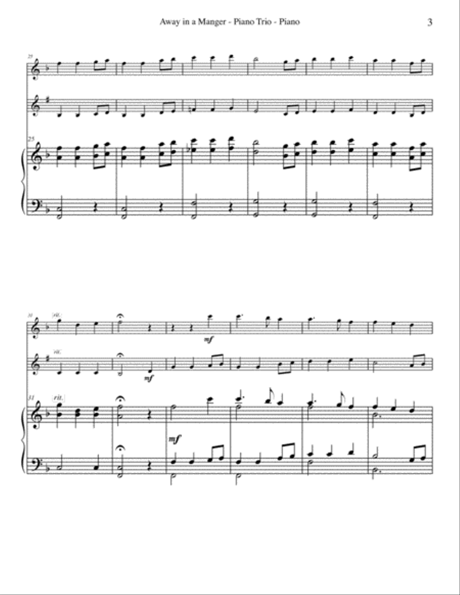 Away in a Manger for Flute, Clarinet & Piano Woodwind Duet scores gallery preview page 3