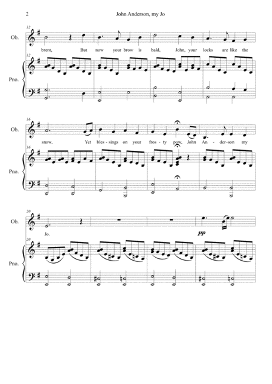 John Anderson my Jo, song by Robert Burns Piano, Vocal, Guitar scores gallery preview page 2