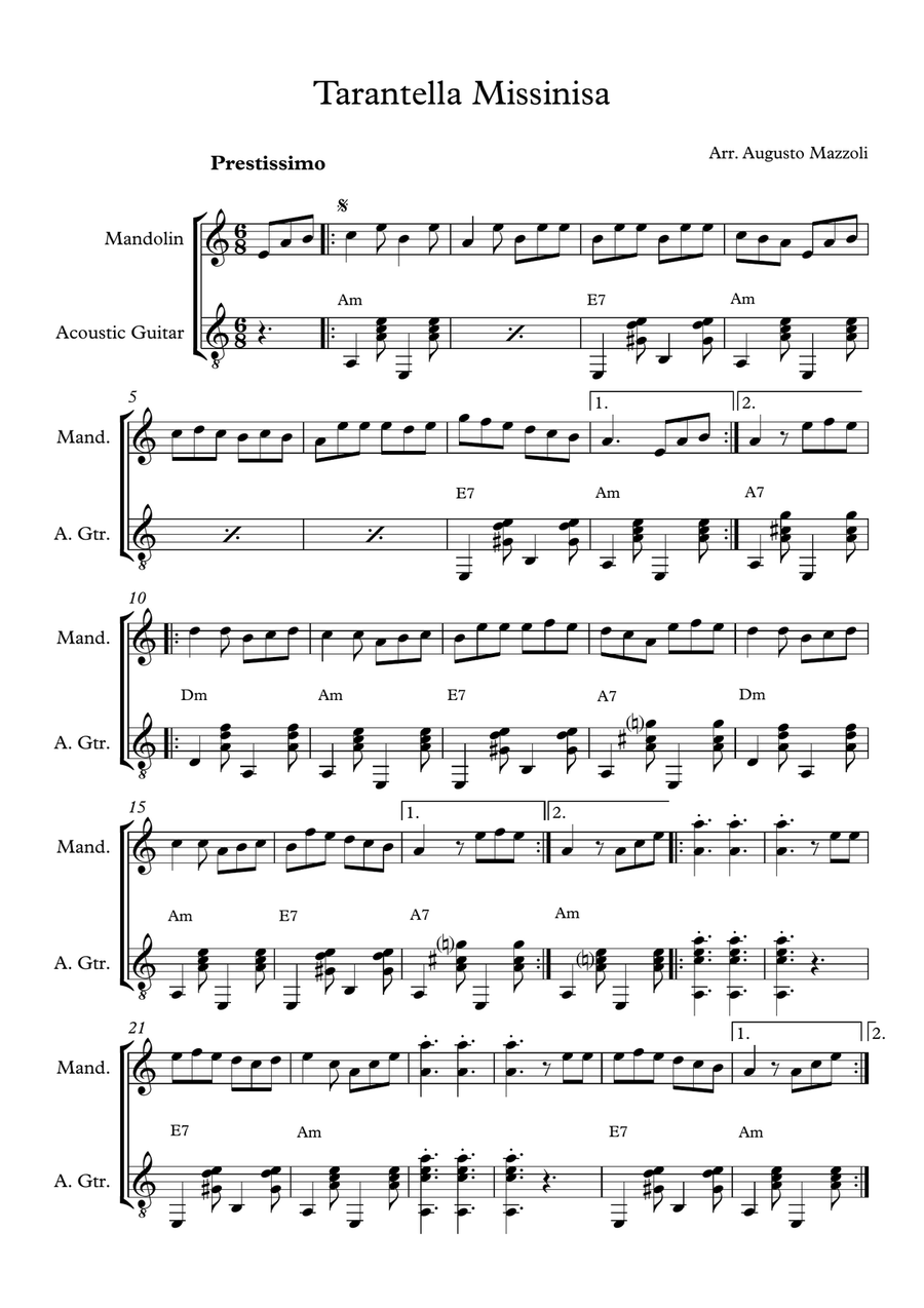 Tarantella Missinisa Tarantella Missinisa Acoustic Guitar scores gallery preview page 1