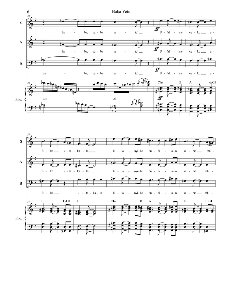 Baba Yetu Baba Yetu 3-Part scores gallery preview page 6