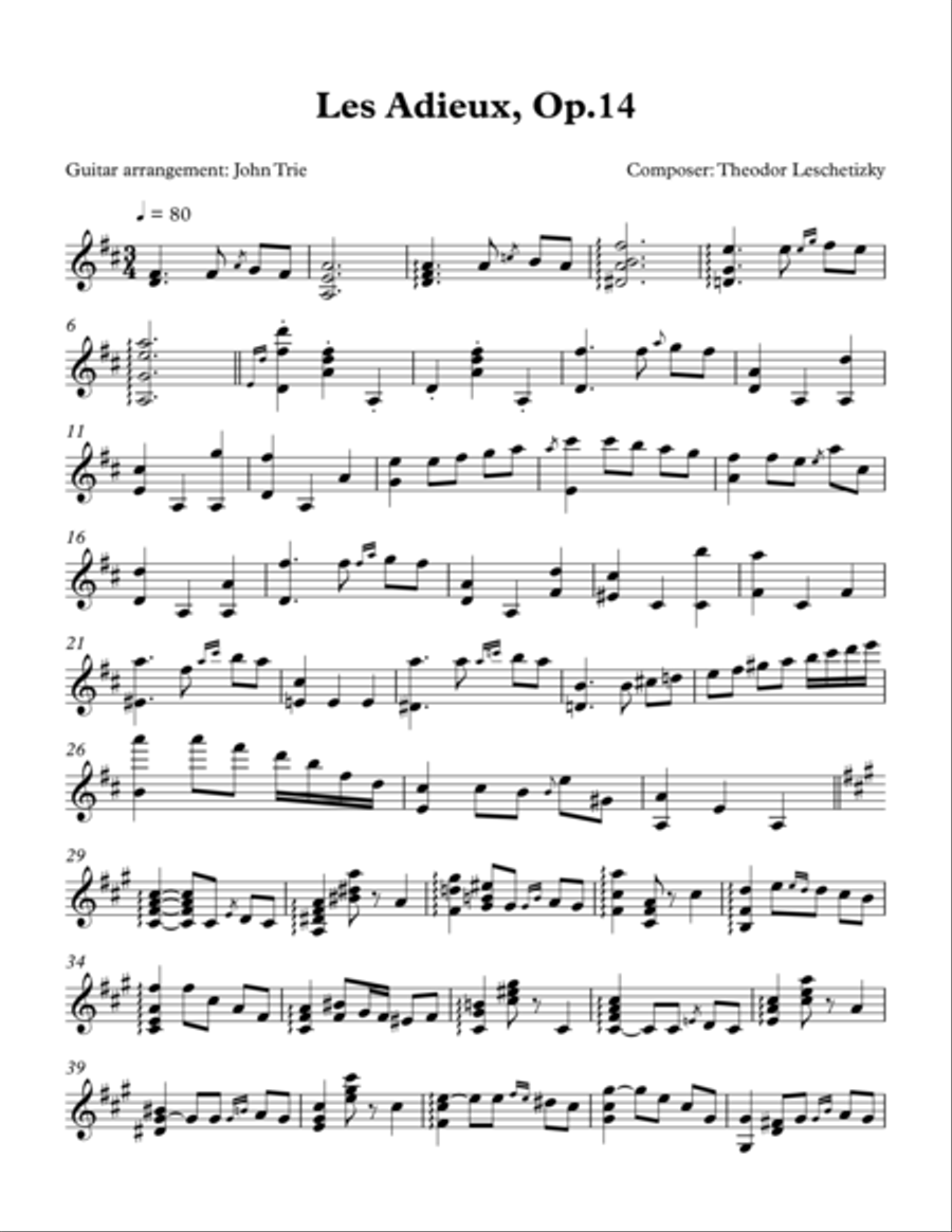 Les Adieux, Op.14 Les Adieux, Op.14 Acoustic Guitar scores gallery preview page 1
