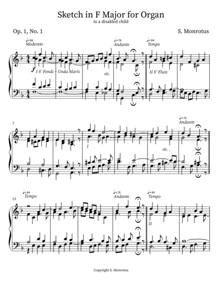 Sketch in F Major for Organ Op. 1, No. 1 image number null