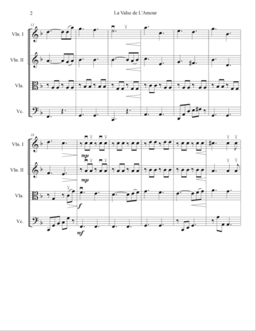 La Valse De L'amour String Quartet scores gallery preview page 2