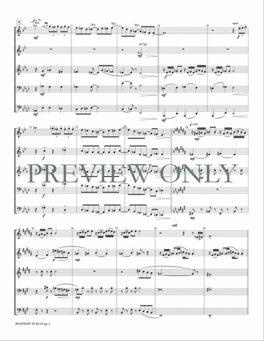 Rhapsody in Blue Rhapsody in Blue Brass Quintet scores gallery preview page 4