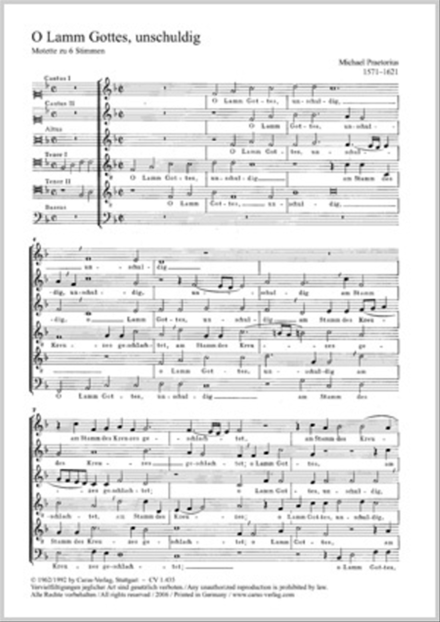 O Lamb of God most holy (O Lamm Gottes, unschuldig) Choir scores gallery preview page 1