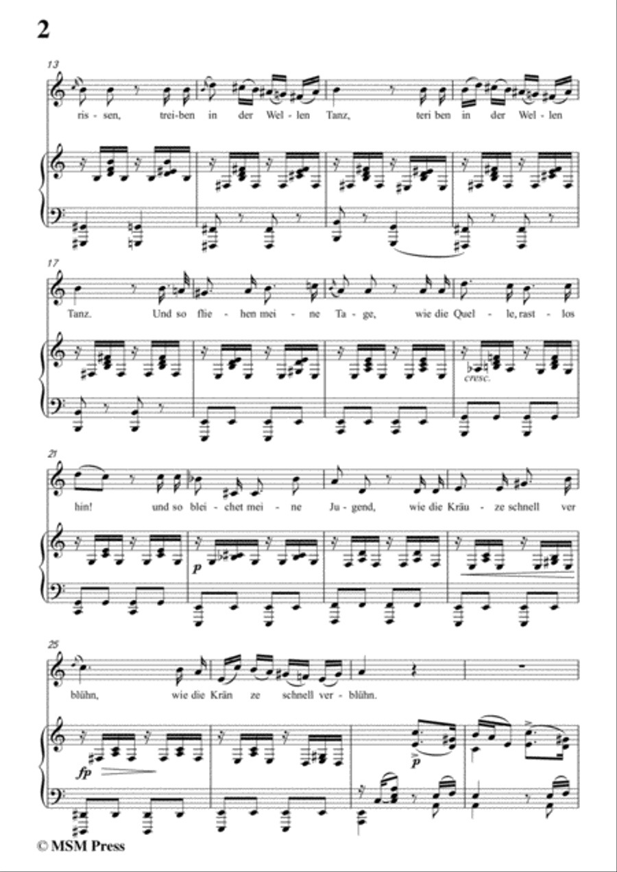 Schubert-Der Jüngling am Bache,Op.87 No.3,in a minor,for voice and piano Voice Solo scores gallery preview page 4