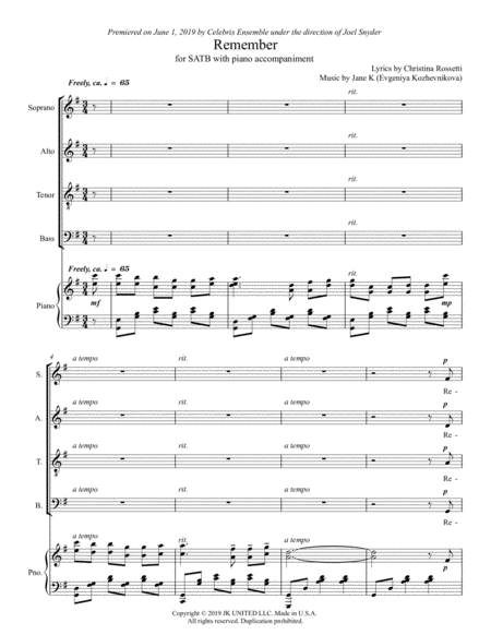 Remember (SATB and piano) image number null