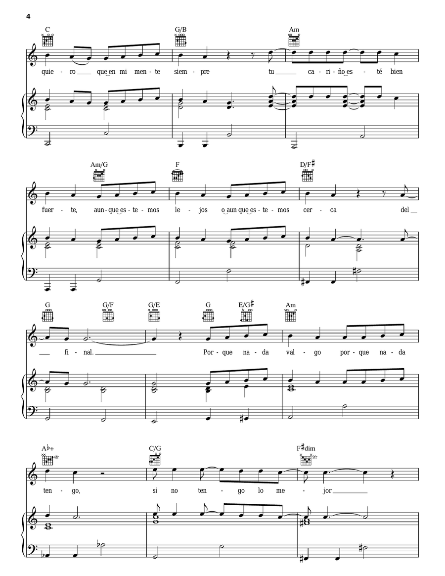 Nada Valgo Sin Tu Amor Piano, Vocal, Guitar scores gallery preview page 4
