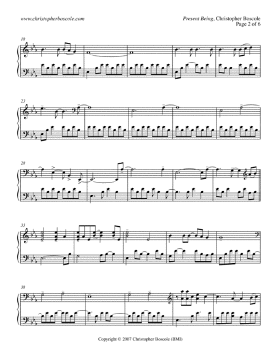 Present Being Piano Solo by Christopher Boscole Piano Solo scores gallery preview page 2
