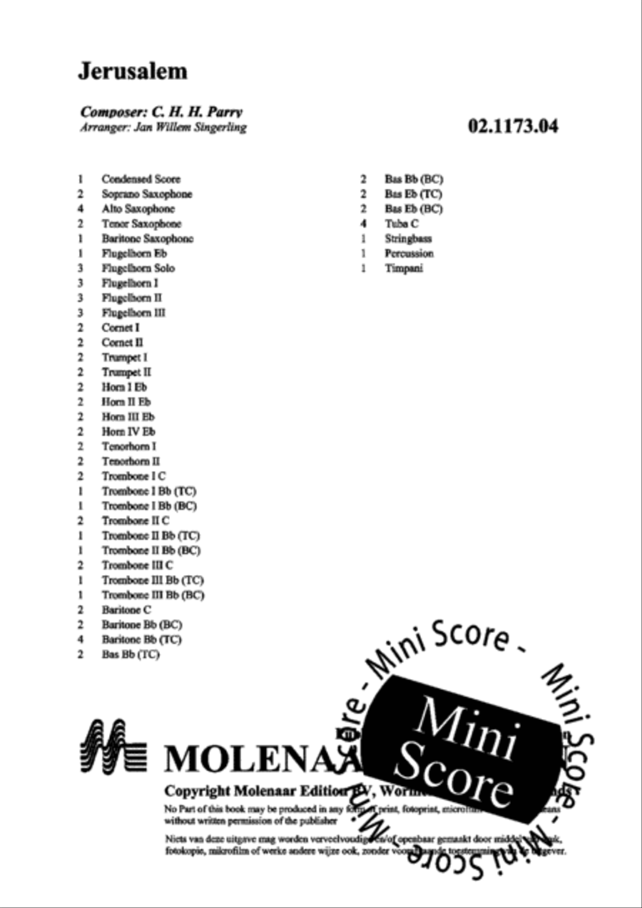 Jerusalem Jerusalem Fanfare Band scores gallery preview page 4