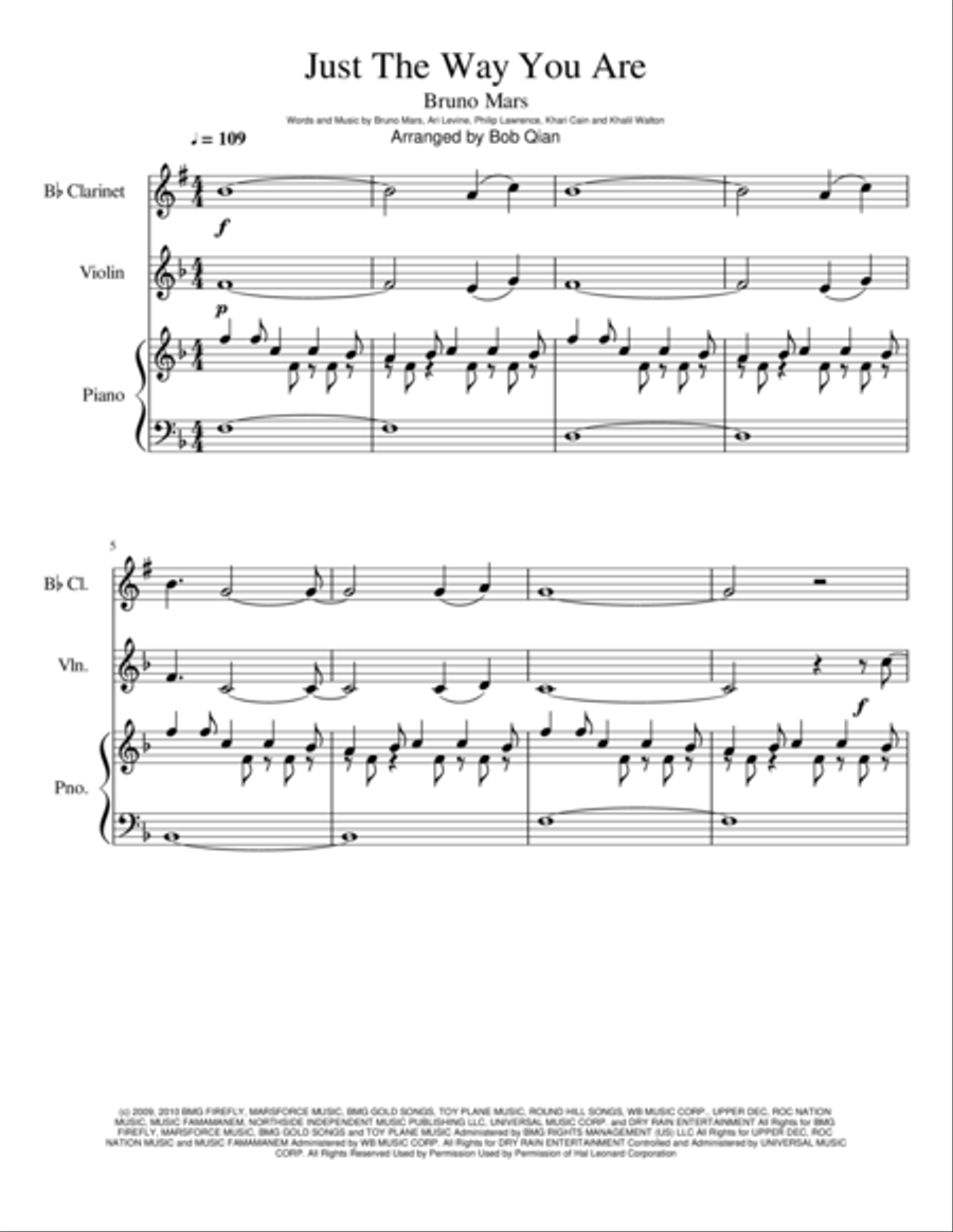 Just The Way You Are Clarinet Duet scores gallery preview page 1