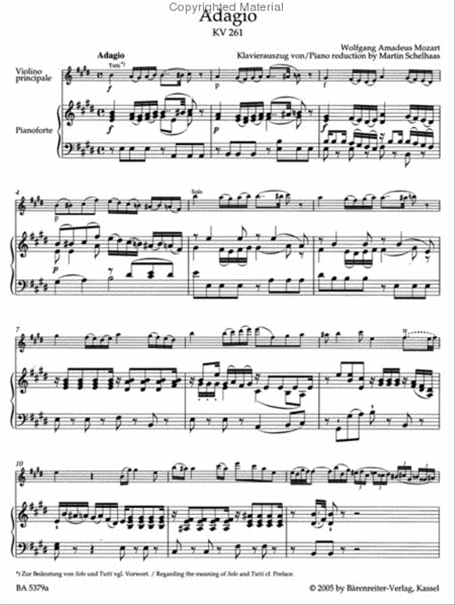 Einzelsatze for Violin and Orchestra KV 261, 269 (261a), 373 Violin Solo scores gallery preview page 2