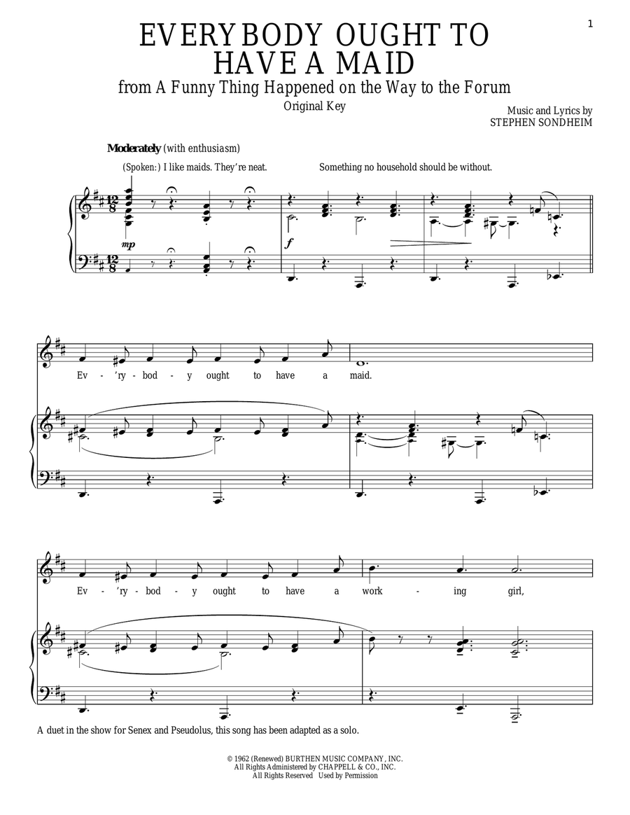 Everybody Ought To Have A Maid Piano, Vocal scores gallery preview page 1