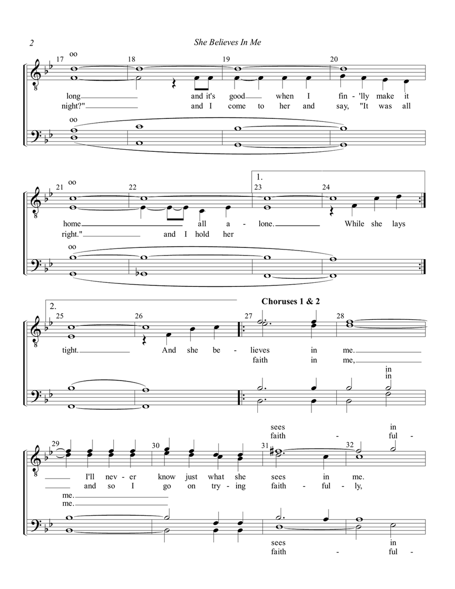 She Believes In Me TTBB scores gallery preview page 2