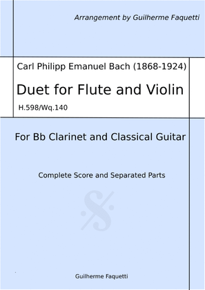 Carl Philipp Emanuel Bach - Duet for Flute and Violin H.598/Wq.140. Arrangement for Clarinet Bb and