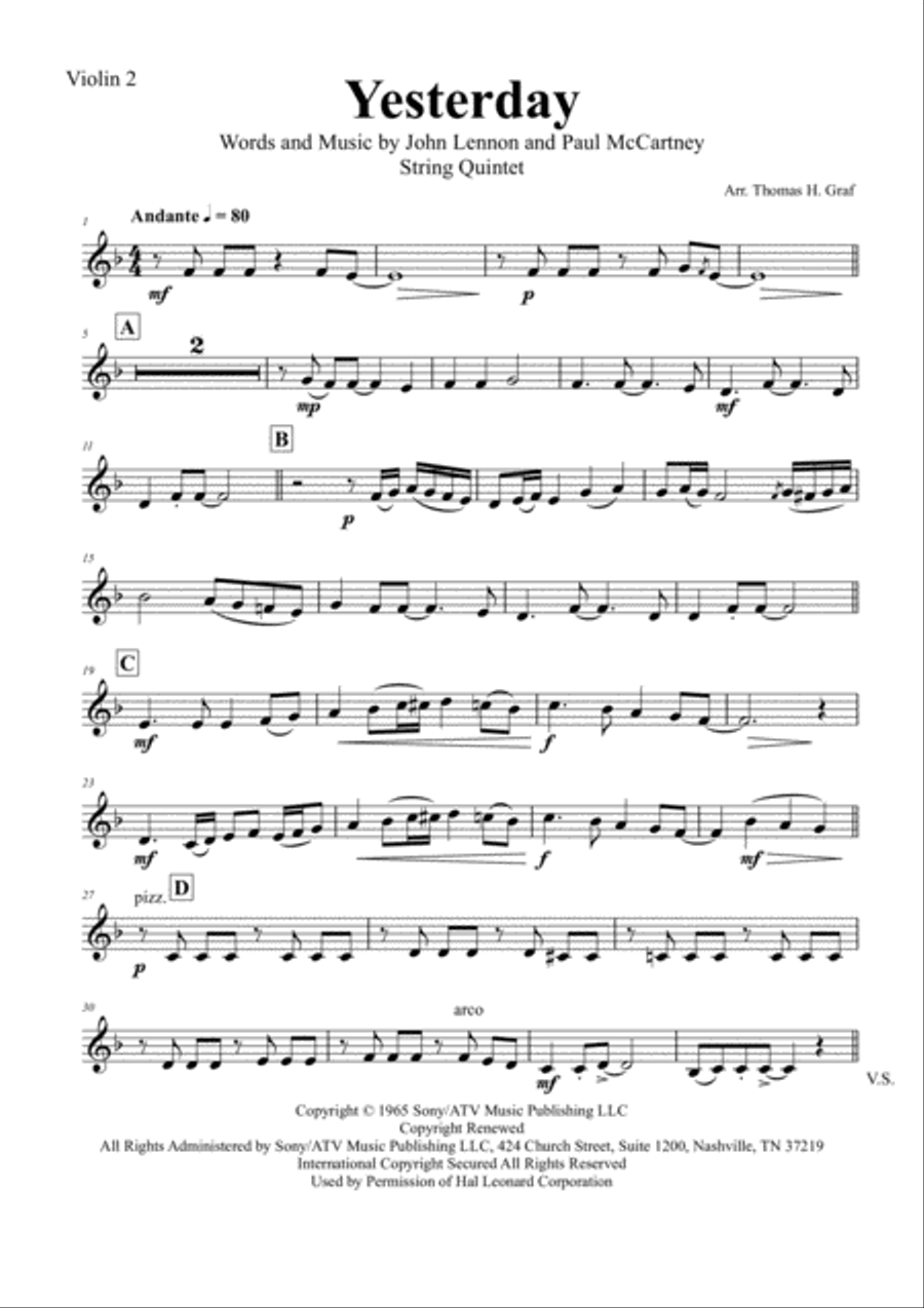 Yesterday String Quartet scores gallery preview page 5
