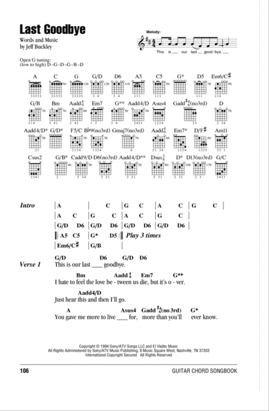 Last Goodbye Last Goodbye Acoustic Guitar scores gallery preview page 1
