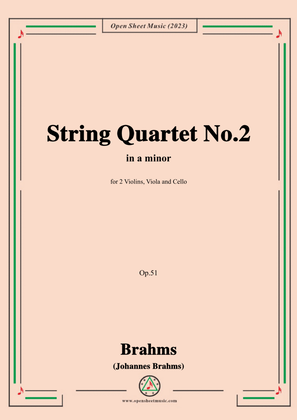 Book cover for Brahms-String Quartet,in a minor,Op.51 No.2