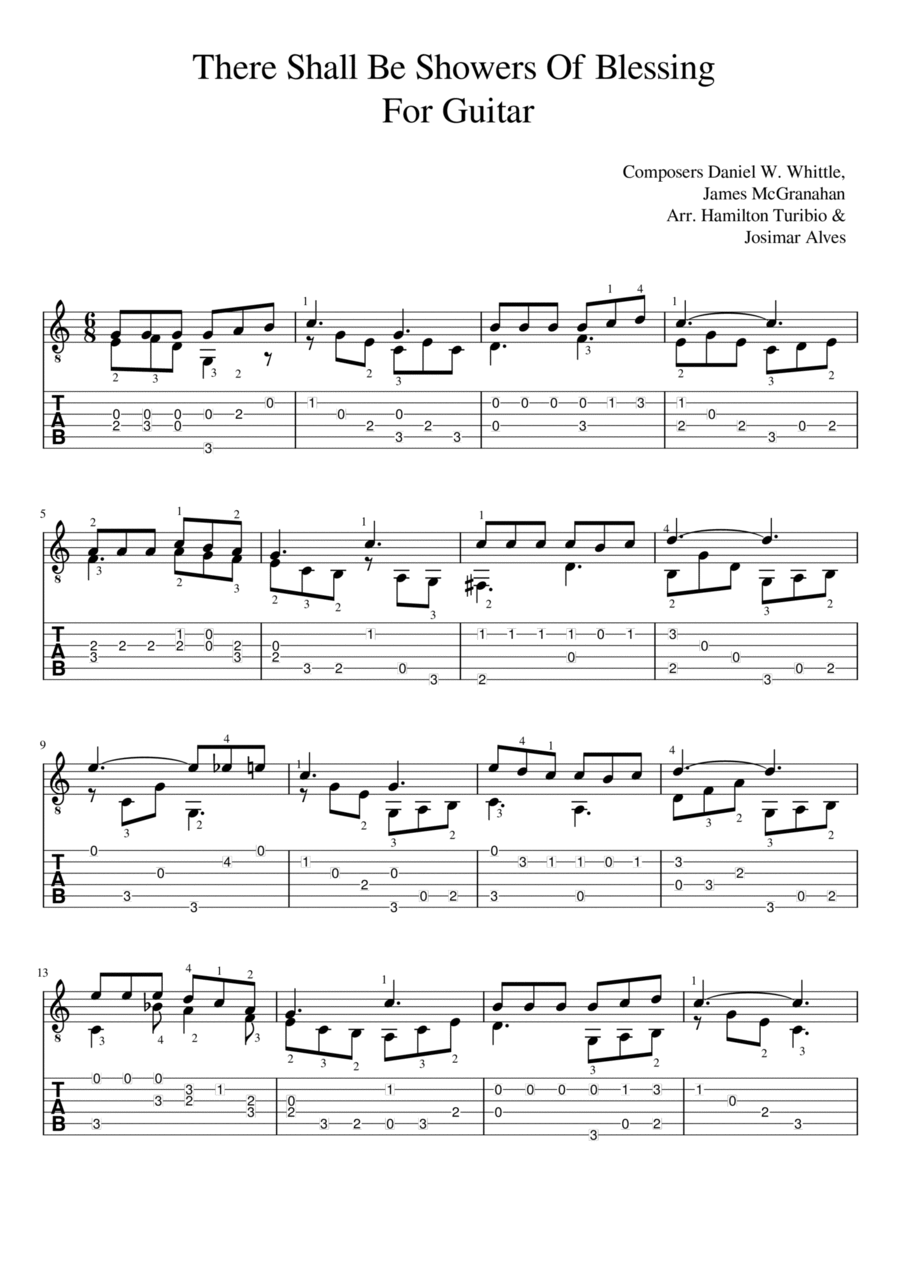 There shall be showers of blessing Guitar Tablature scores gallery preview page 1