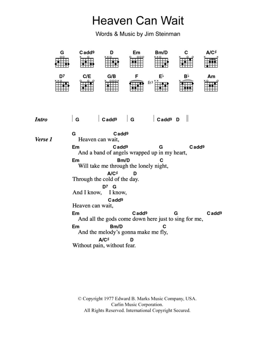 Heaven Can Wait Easy Guitar scores gallery preview page 1